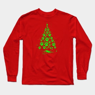 Dog Lover Paw Print Christmas Tree 5 Long Sleeve T-Shirt